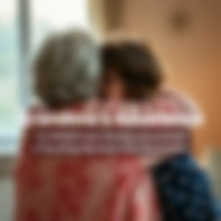 A grandchild warmly hugs their grandmother, showing love and reassurance during a tender moment.