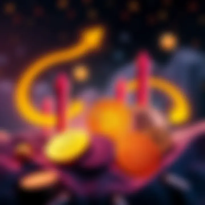 Illustration showing various stablecoins with arrows indicating their rising influence in financial transactions and crypto stability.