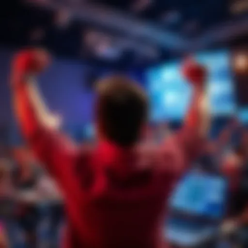 A person celebrating victory at a hackathon with a laptop displaying a Bluetooth messaging app interface