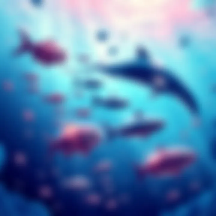 An illustration showing various tiers of HBAR holders, from small fish to large whales, symbolizing different investment levels in HBAR.