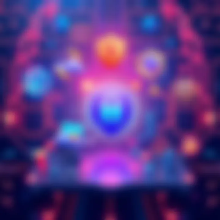 An illustration showing Hedera's unique HCS system with symbols of security, low fees, and various industry applications.