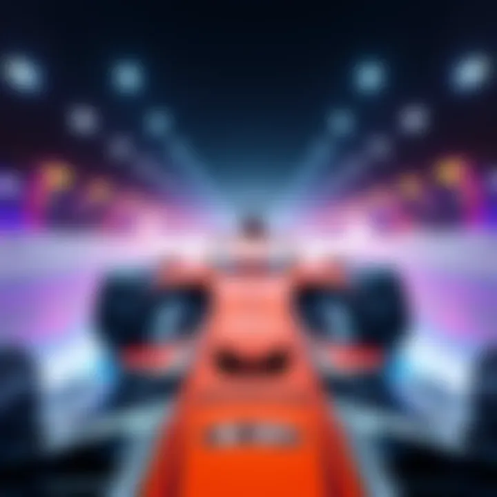 A vibrant graphic showcasing the Hedera and McLaren F1 logo together, symbolizing their NFT partnership with a racing background.