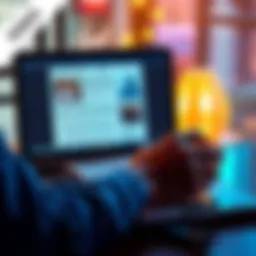 A person reading articles and discussions about Hedera Swift ISO on a laptop, with a notepad and pen nearby.