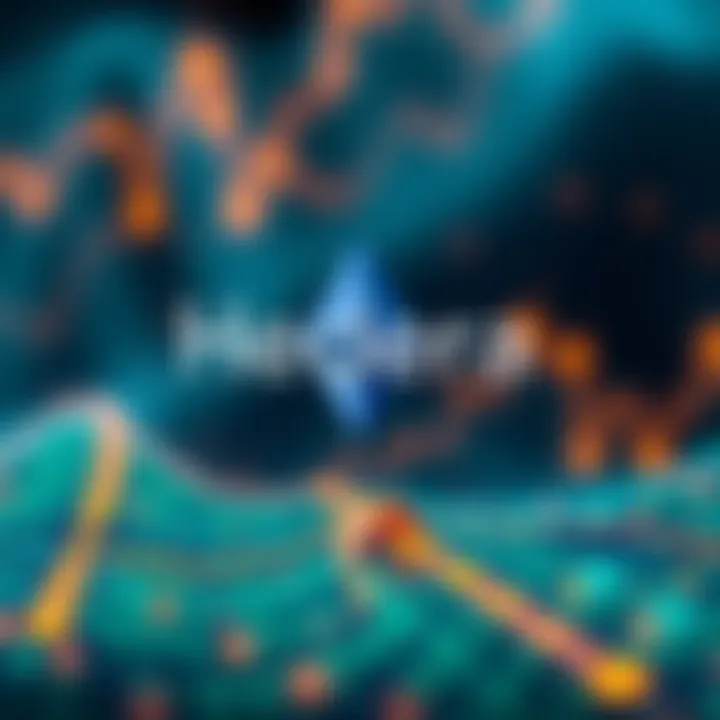 A graphic showing Hedera's logo with a background representing digital transactions, highlighting its surpassing of 70 billion transactions over Ethereum and Solana.