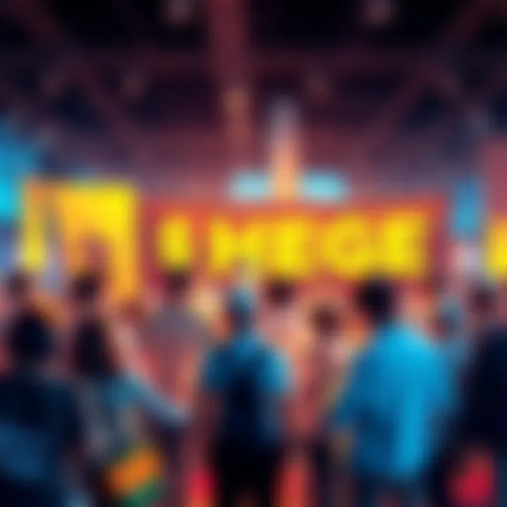 $HEGE Token Promotion A group of people at a community event promoting $HEGE with banners and merchandise.