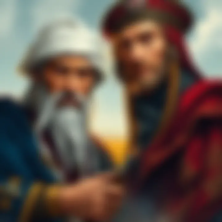 Historical Figures Illustration of Iliasjak and Vigdisjak with historical attire, representing their legacy.