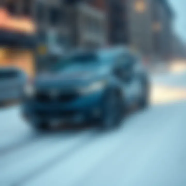 Tires for a Honda CRV in the Snow A 2019 Honda CRV EX equipped with all-season tires driving through snow in New York City
