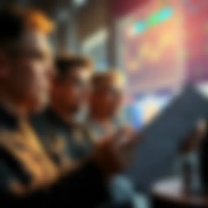 Group of investors analyzing market charts with expressions of hope for a new Alt season despite recent losses, showing determination to find new opportunities.