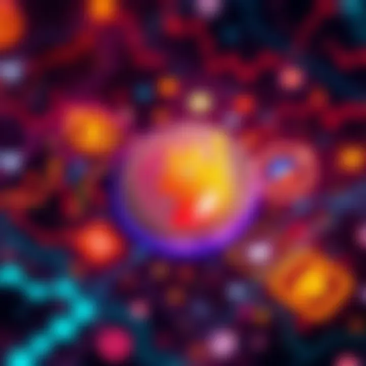 HotDoge Coin Graphic A colorful graphic of the HotDoge cryptocurrency coin surrounded by digital symbols representing the crypto market.