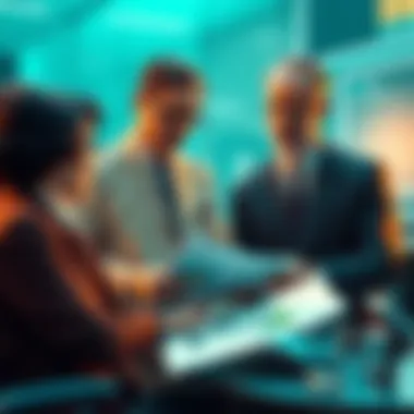 Officials discussing the IMF's new stablecoin risk management guidelines with charts and documents