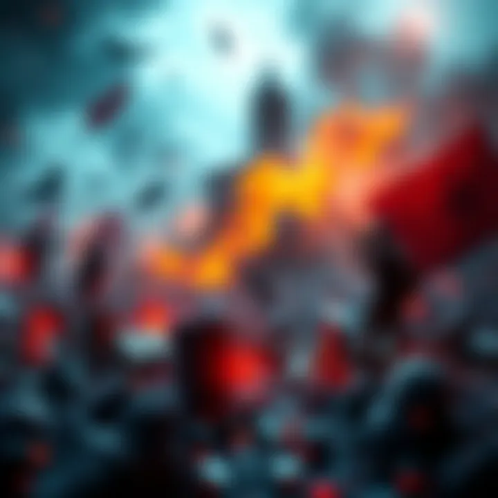 A visual representation showing broken digital connections amid symbols of war, highlighting the challenges faced by new Web3 projects during conflicts.