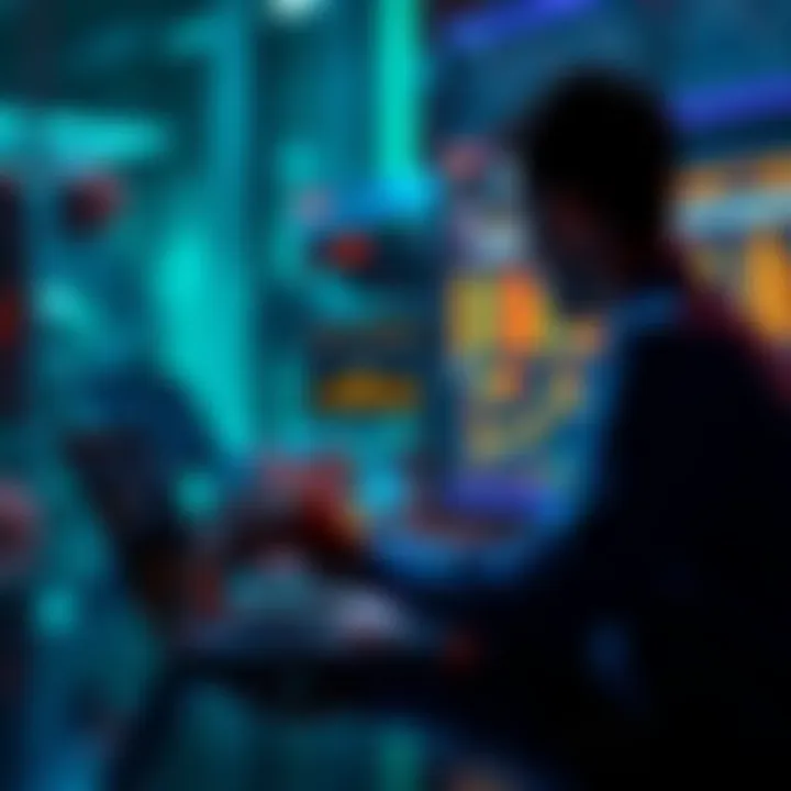 A person analyzing charts on a laptop, focused on investment strategy in Algorand