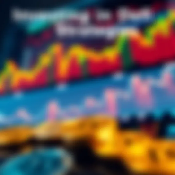 A graph showing risk management and return consistency in decentralized finance, with visuals of coins and charts representing structured investment strategies