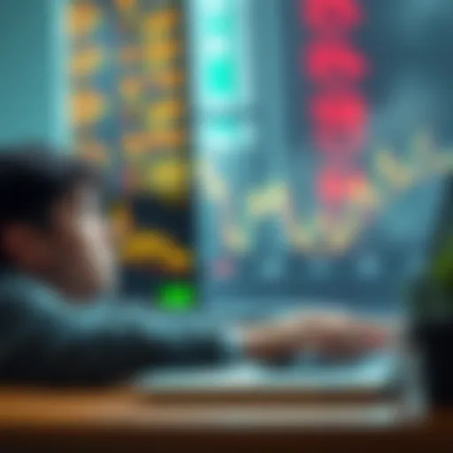 A person looking at cryptocurrency charts on a laptop with a hopeful expression, symbolizing potential future wealth during a bear market.