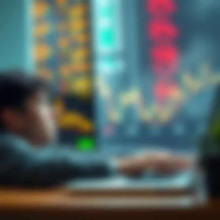 A person looking at cryptocurrency charts on a laptop with a hopeful expression, symbolizing potential future wealth during a bear market.