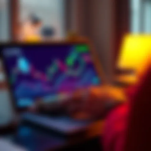 A person analyzing cryptocurrency charts on a laptop, comparing Ethereum and Solana for investment decisions.