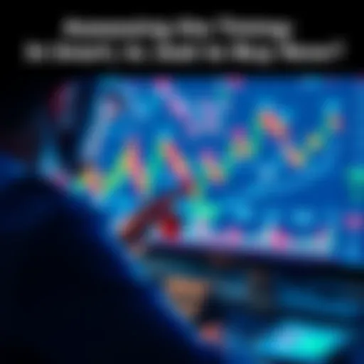 A person analyzing stock market trends on a digital screen, contemplating investment decisions with financial charts in the background.