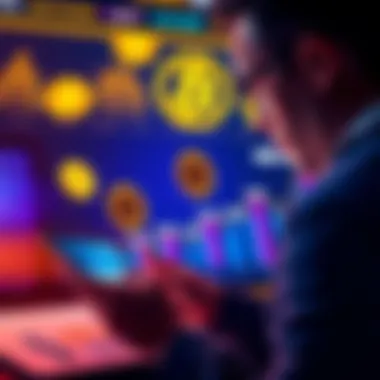 A person analyzing a chart with Bitcoin symbols and dollar signs while considering investment options for their savings.