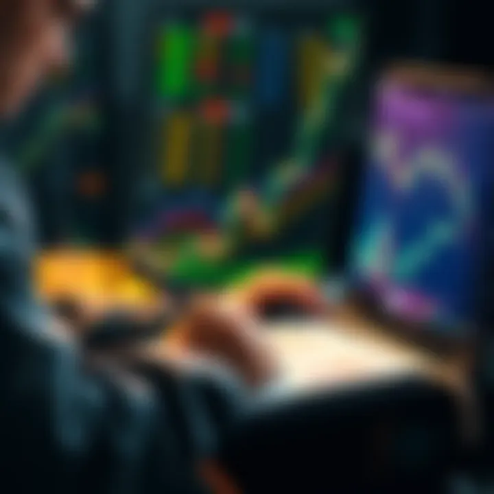 A person examining cryptocurrency charts on a laptop while taking notes, illustrating smart investment decisions.