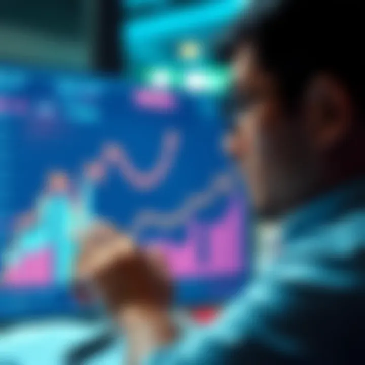 A person looking at a graph showing inflation trends and investment growth, considering investing in Kaspa to protect savings.