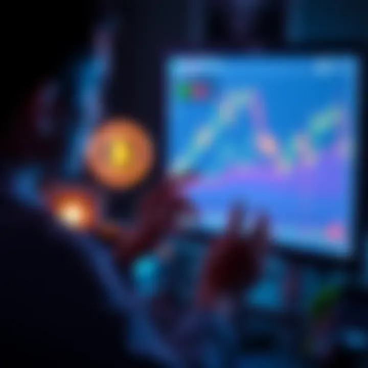 A person looking at a chart on a computer screen, analyzing investment trends in Pi cryptocurrency.