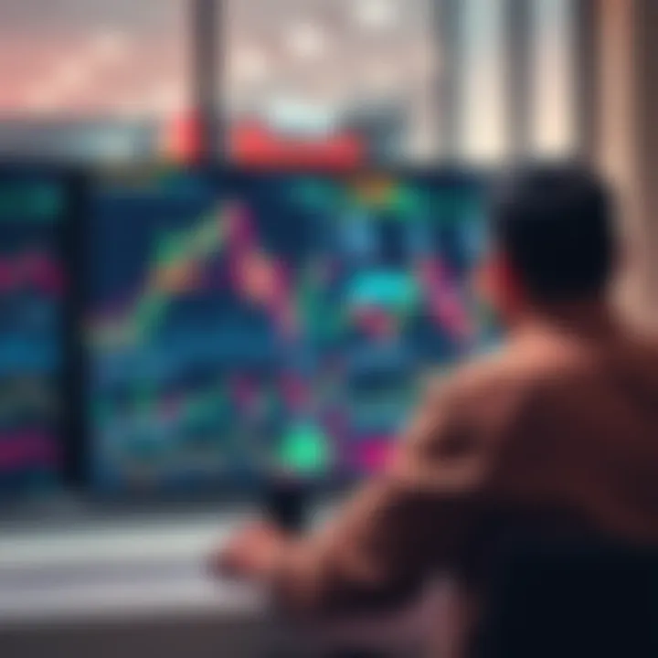 A person looking at financial charts and graphs on a screen, contemplating investment decisions before an expected market downturn.