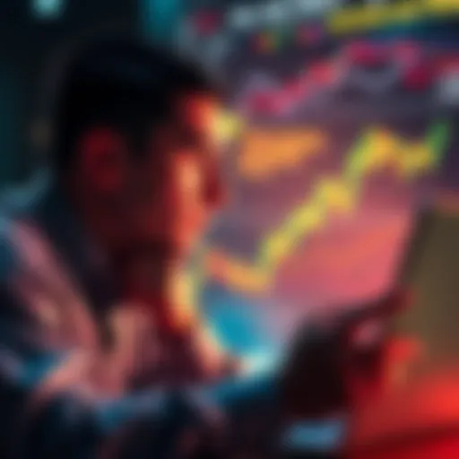 A person looking at market charts on a laptop, contemplating investment options with a thoughtful expression.