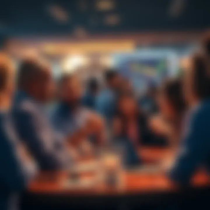 A group of people talking about a $30 investment strategy during a market dip.