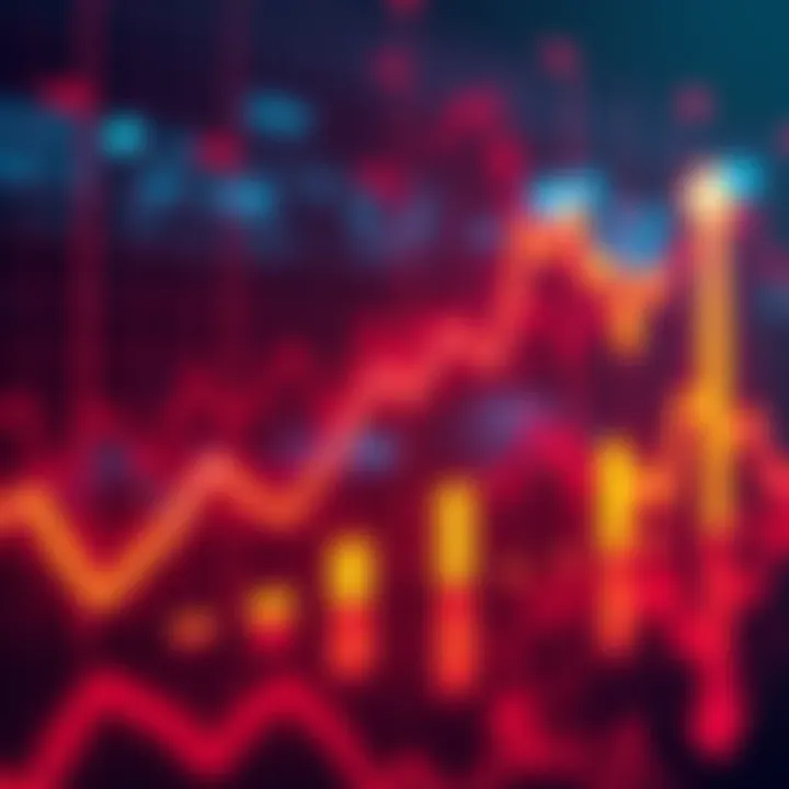 A financial graph showing a drop in Solana's price with upward arrows indicating potential recovery and investment opportunities.