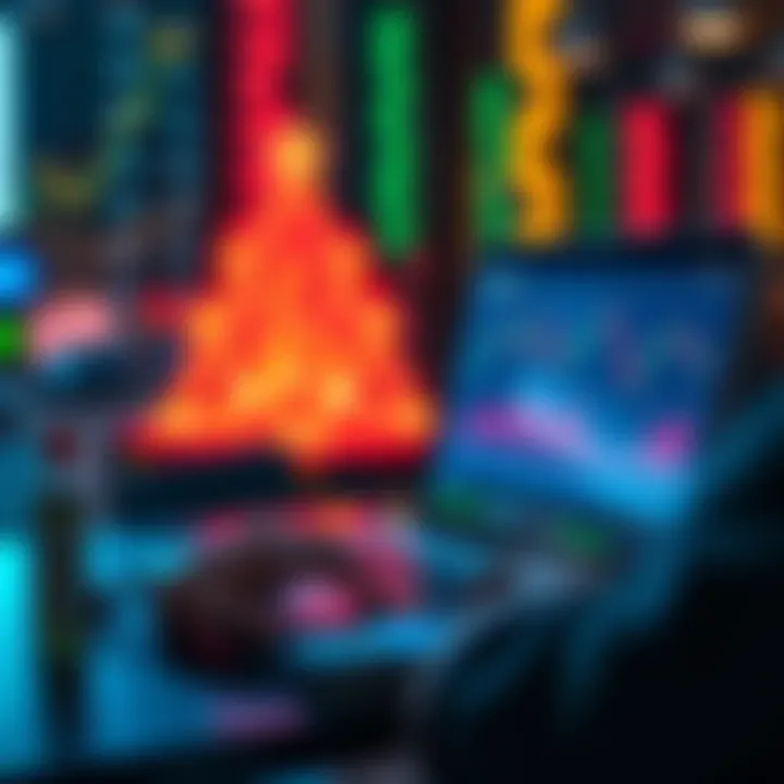 Person researching investment options on a laptop with financial charts on screen