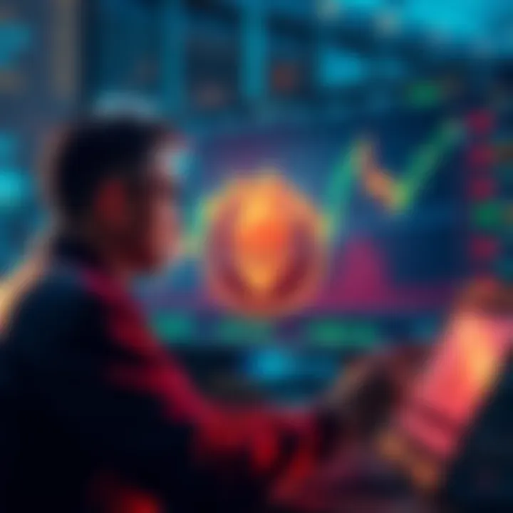 A person analyzing cryptocurrency charts and discussing investment strategies for XRP and Ethereum.