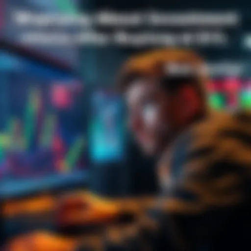 A worried person looking at a stock chart on a computer screen, contemplating their investment strategy.