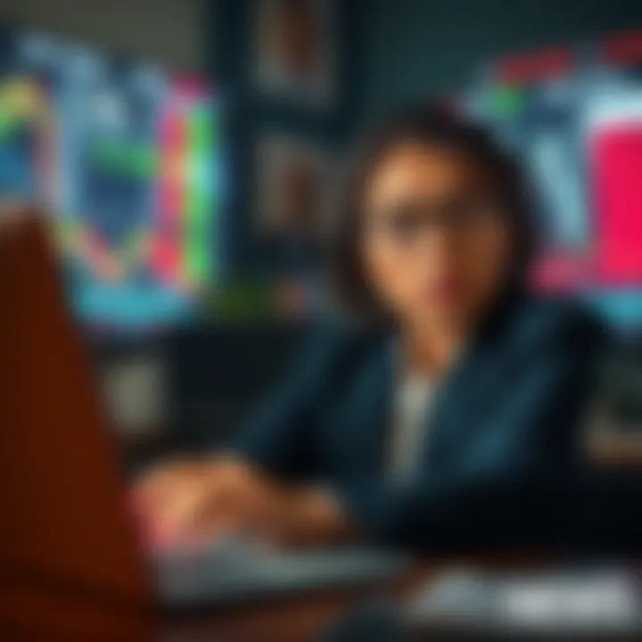 A person looking at a stock market chart on a laptop with a thoughtful expression, weighing options to buy or hold investments.