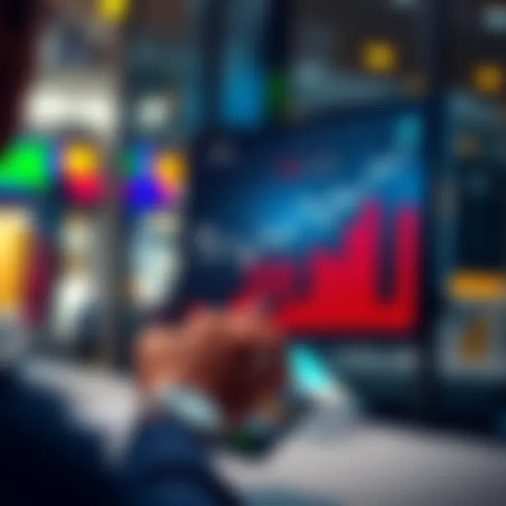 A person looking at a chart showing a rising market trend after increasing their investment from $25 to $50.