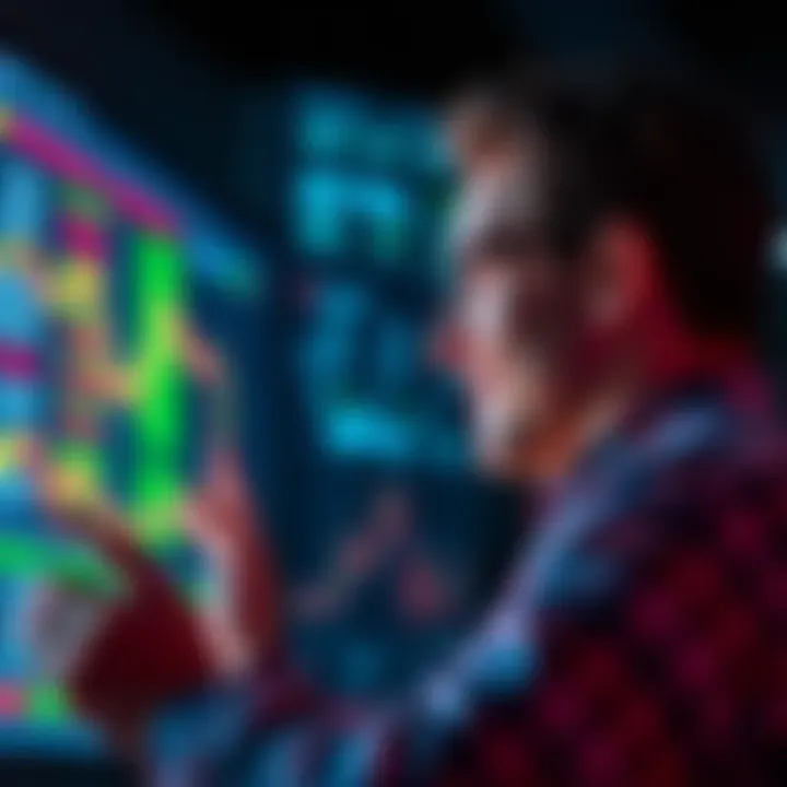 Investment Market Alert A person looking at stock market charts with excitement and anticipation, signaling upcoming major investment news.