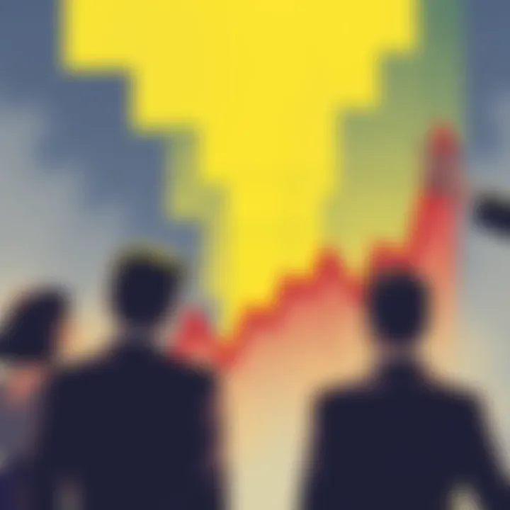 Investment Panic Illustration A graph showing a sharp decline with worried people looking at it, representing investment fear and uncertainty.