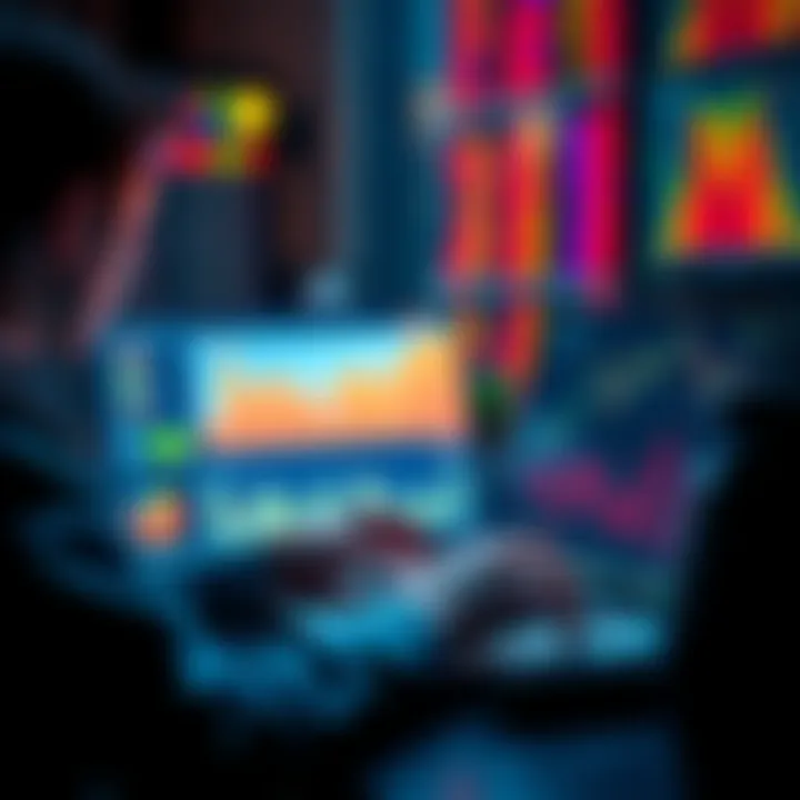 A person looking at financial charts and graphs on a laptop, contemplating investment strategies and profit-taking methods.