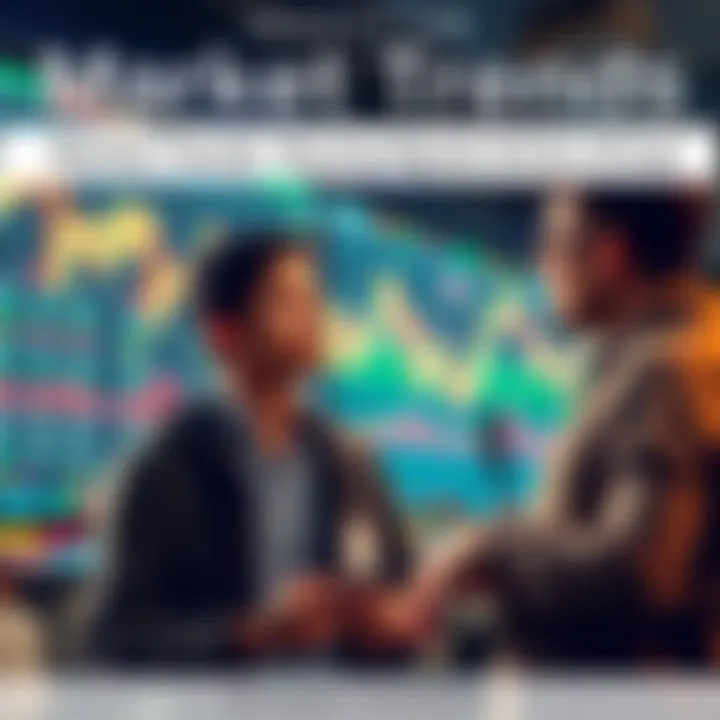An investor sharing thoughts on buying strategies during a market drop, with charts in the background showing price trends.