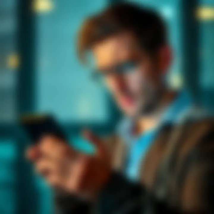 A person looking at their phone with a concerned expression while checking their cryptocurrency wallet balance, indicating confusion about the lower value than expected