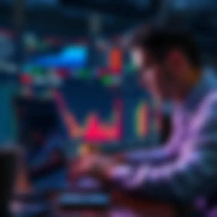 A person studying cryptocurrency charts on a laptop, analyzing altcoins and Bitcoin prices