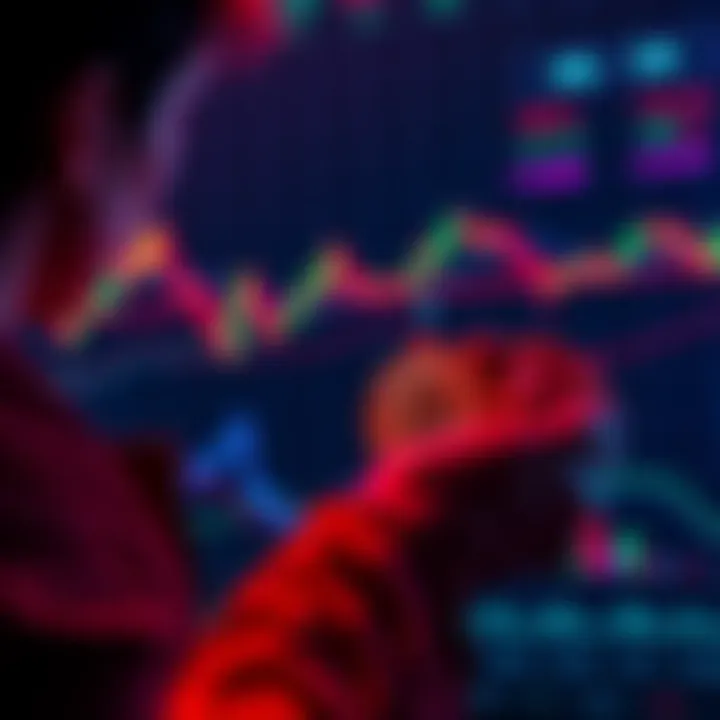 A person looking at a chart showing altcoin prices while holding cryptocurrency symbols like SOL and ETH in their hands, appearing thoughtful about their investments despite market losses.