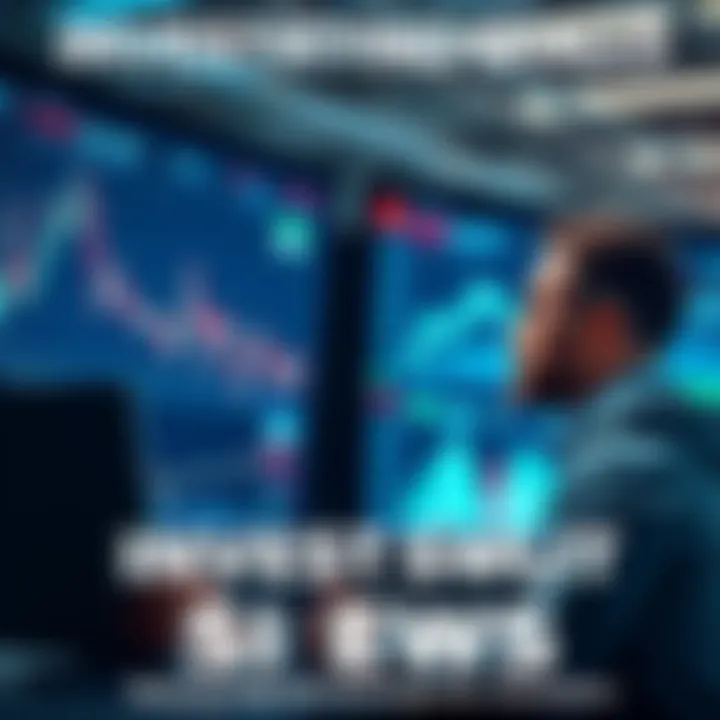 A thoughtful investor reviewing market trends with charts and graphs on a screen.