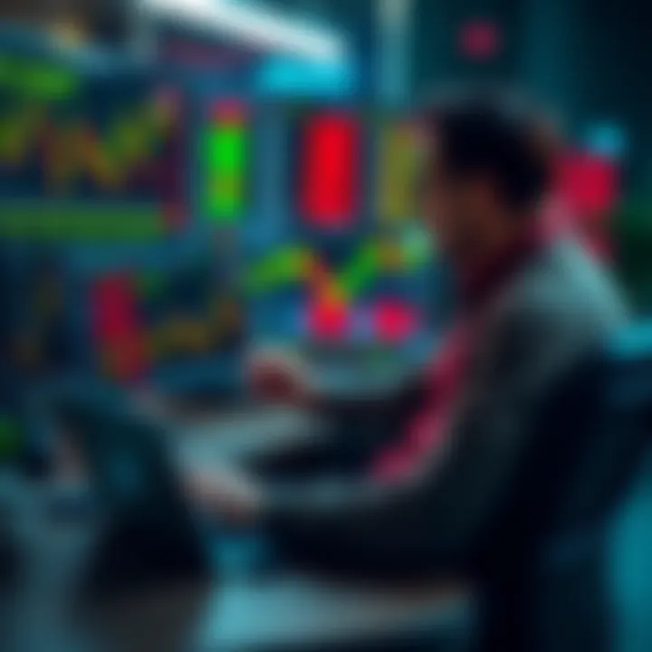A person sitting at a desk, reviewing financial charts and making gradual stock purchases on a laptop, representing a calm and methodical investment approach.