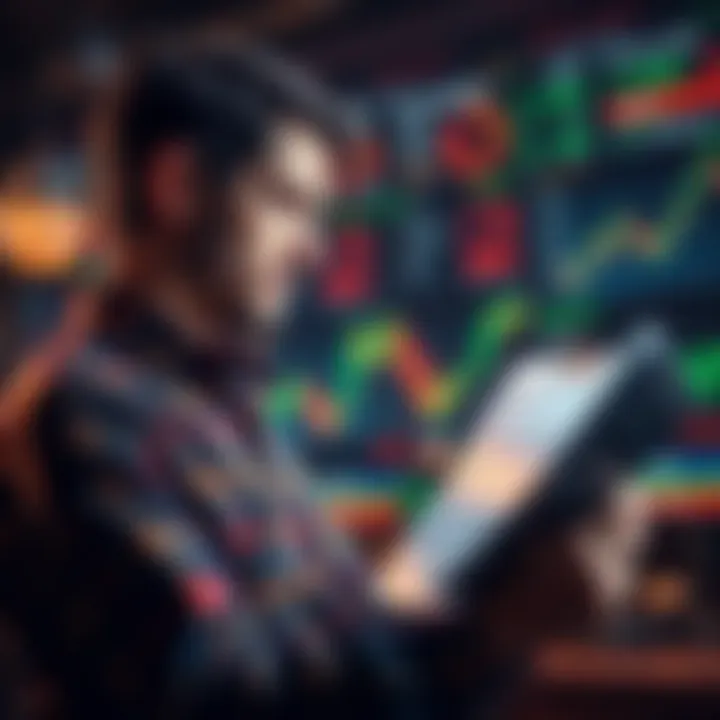 A person looking at financial charts and holding a loan application, contemplating an investment during a market dip.