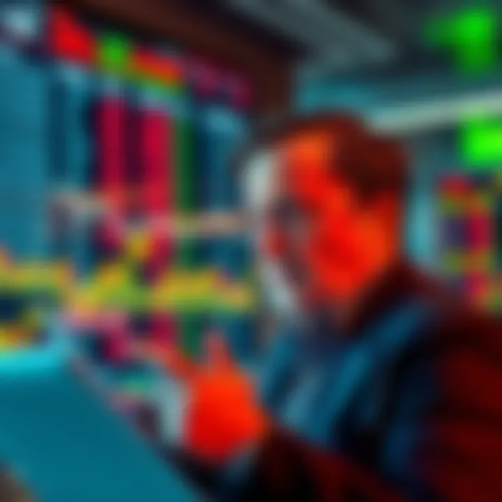 Investor considering market options An investor looks worried while analyzing stock charts and news reports related to market fluctuations.
