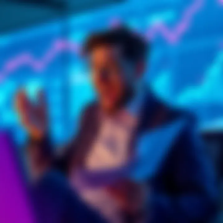 An investor is excitedly looking at charts showing Link's potential growth with a $60k investment, upbeat about future gains.