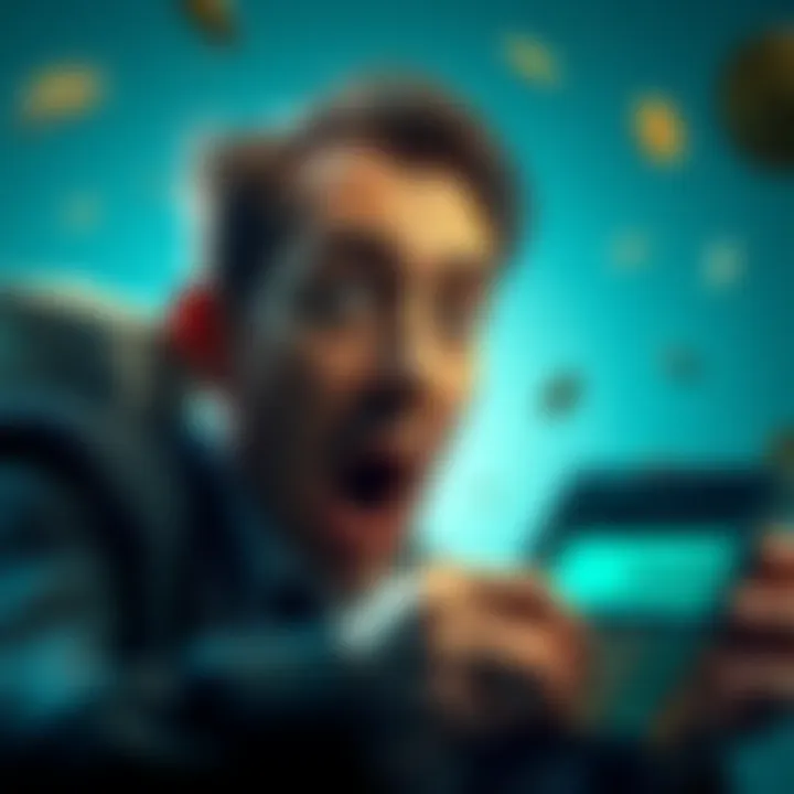 An investor looking shocked as a stack of cash dwindles from $50 million to $37,000 with a calculator showing high fees.