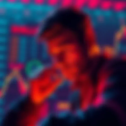 An investor looking at a graph showing losses with 397 million SHIB sold in the background