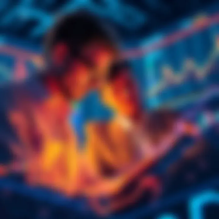 A thoughtful investor examining data charts on cryptocurrency