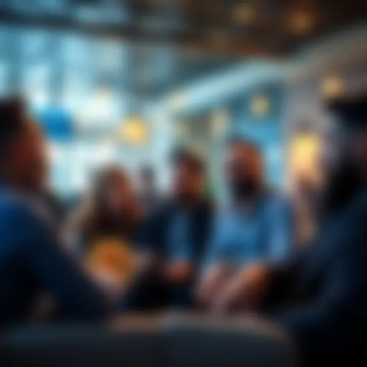 A group of investors sharing their experiences about Bitcoin ownership and commitment in a casual setting.